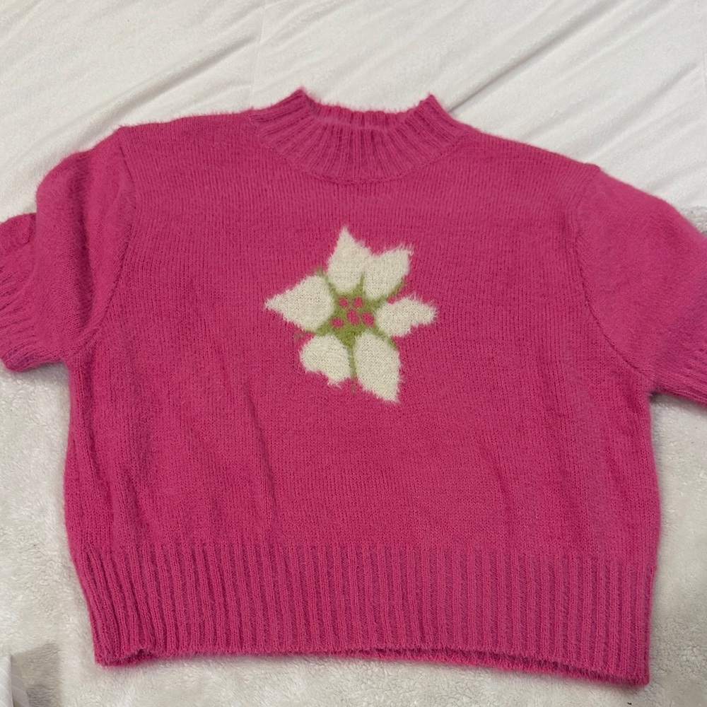 Cider Pink Sweater with Floral Accents